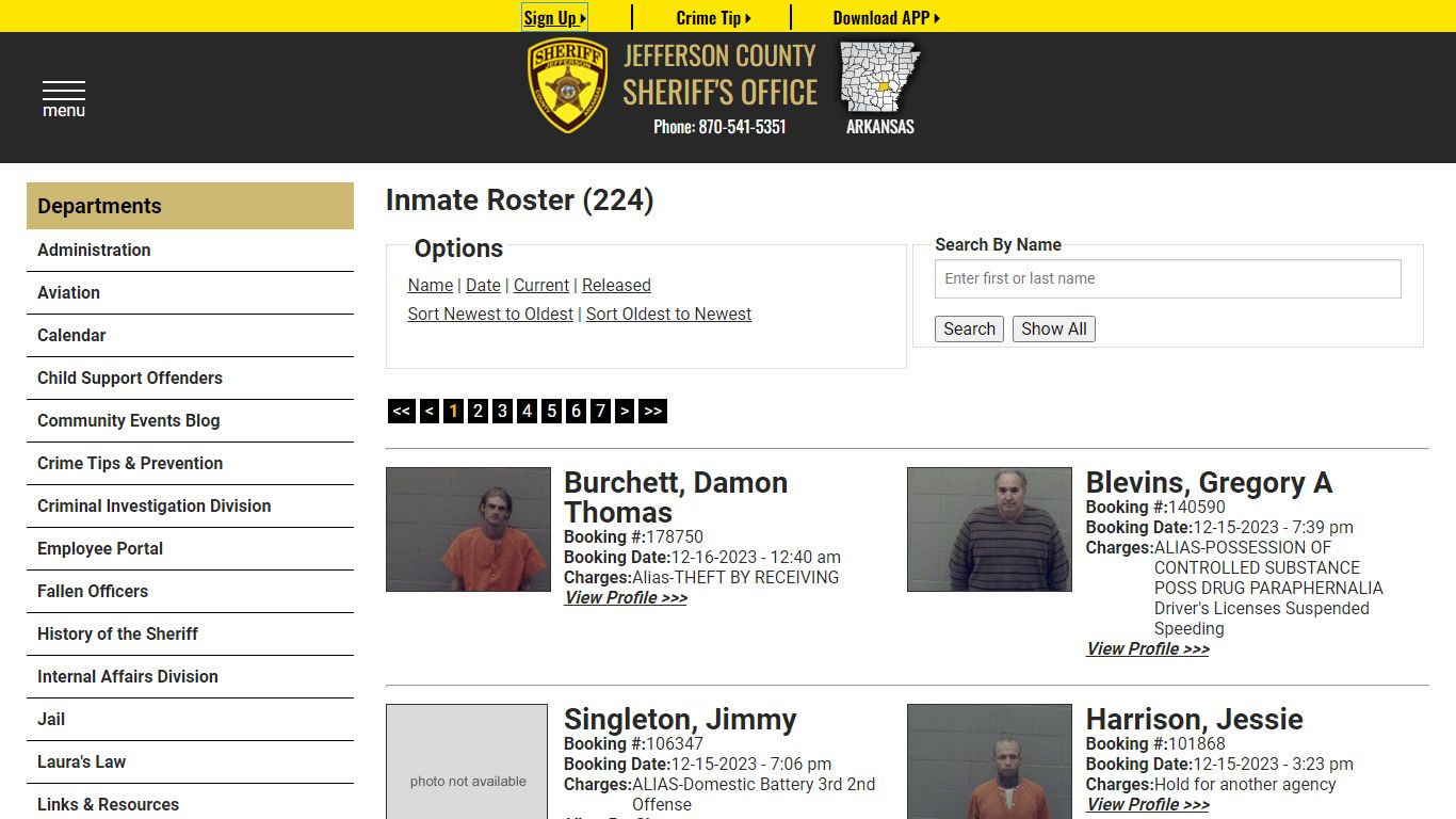 Current Inmates Booking Date Descending - Jefferson County Sheriff AR